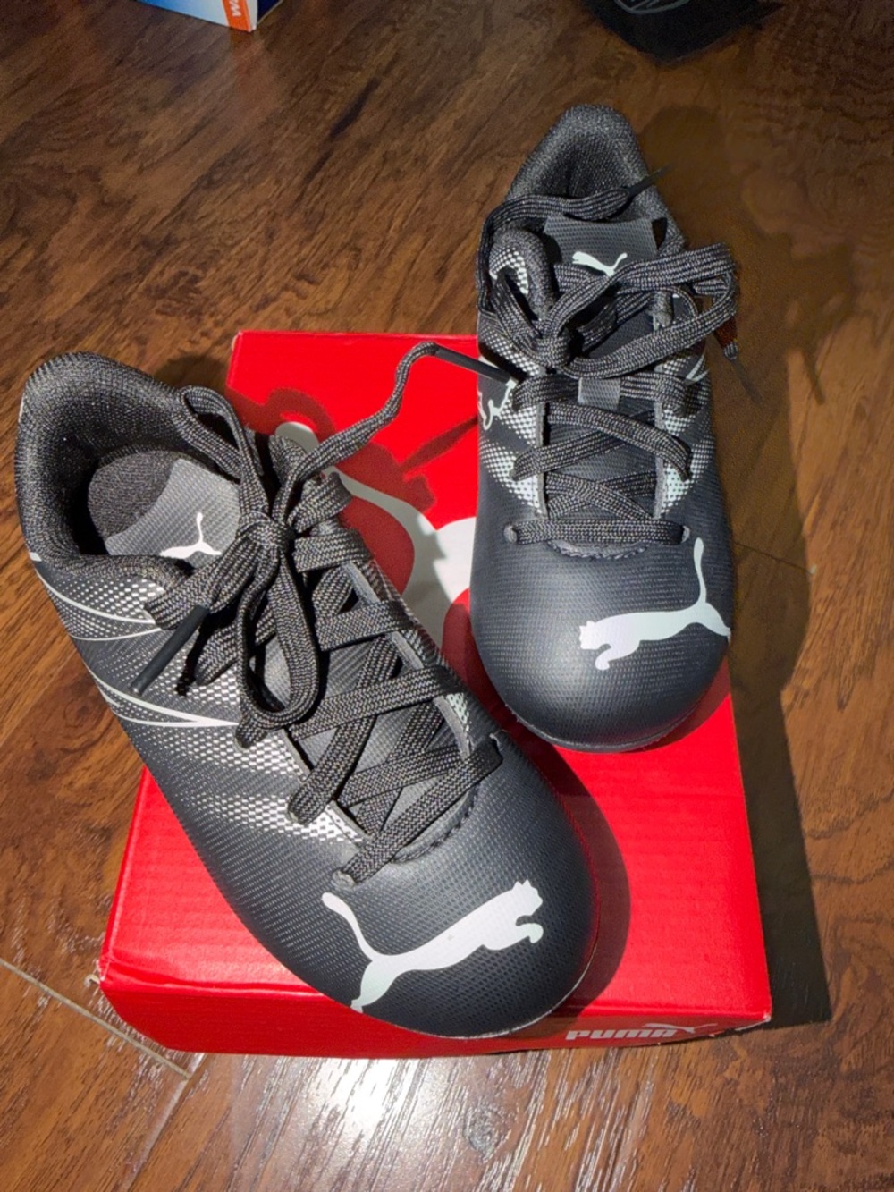 Puma Kids Black and White Soccer Shoes